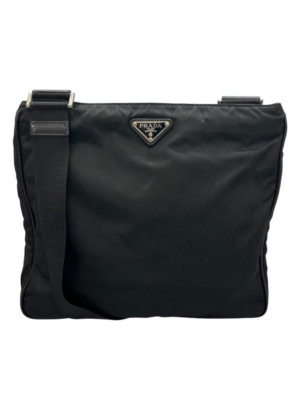 Prada Triangle Logo Shoulder Bag Nylon Black